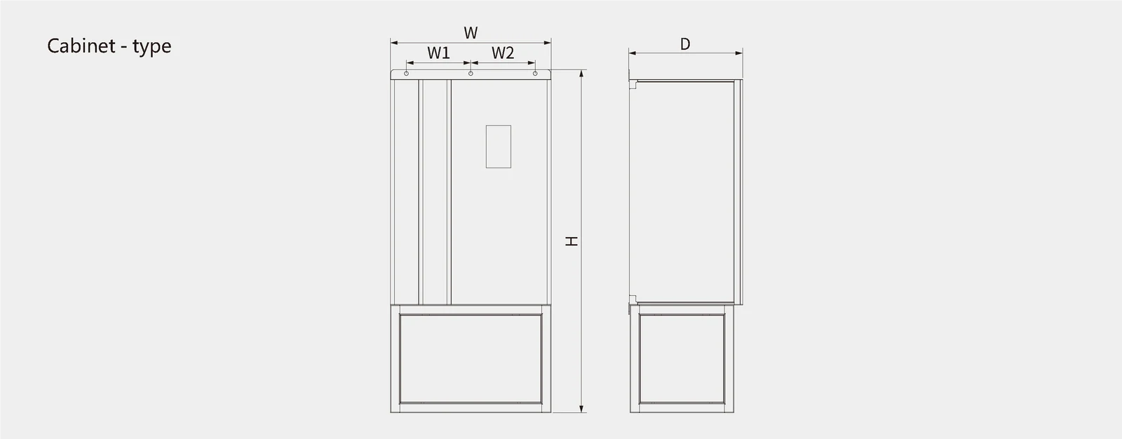 LNC820 General-Purpose VFD Diagrams of the overall dimensions and installation dimensions of the sheet metal structure