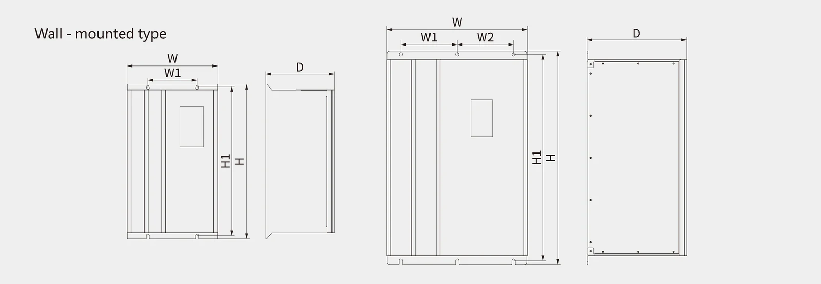 LNC860S Vector VFD Diagrams of the overall dimensions and installation dimensions of the sheet metal structure